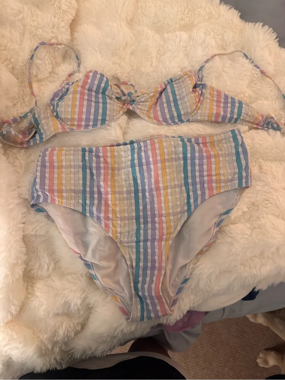 J. Crew Pastel Rainbow Striped Bikini Set